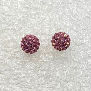 925 RL sterling & pink swarovski crystal sparkle ball studs 5mm
